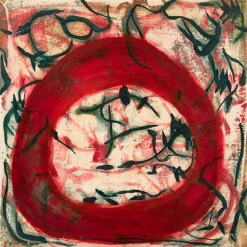 Katherine Bowling, Outie, 2026, Oil on spackle on wood panel, 12 x 12 inches