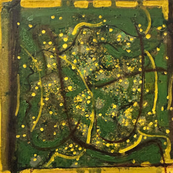 Katherine Bowling, Inner Green, 2026, Oil on spackle on wood panel, 12 x 12 inches