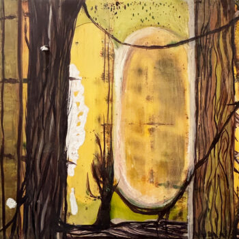 Katherine Bowling, Wood, 2026, Oil on spackle on wood panel, 12 x 12 inches