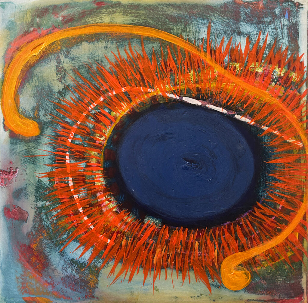 Katherine Bowling, Gaze, 2023, Oil on spackle on wood panel, 12 x 12 inches