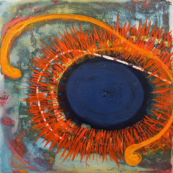 Katherine Bowling, Gaze, 2023, Oil on spackle on wood panel, 12 x 12 inches