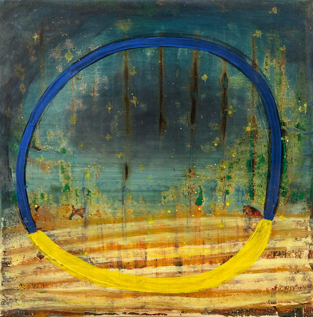 Katherine Bowling, Peace, 2026, Oil on spackle on wood panel, 12 x 12 inches