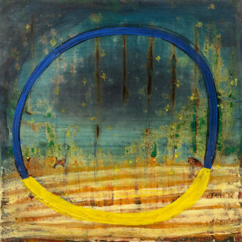 Katherine Bowling, Peace, 2026, Oil on spackle on wood panel, 12 x 12 inches