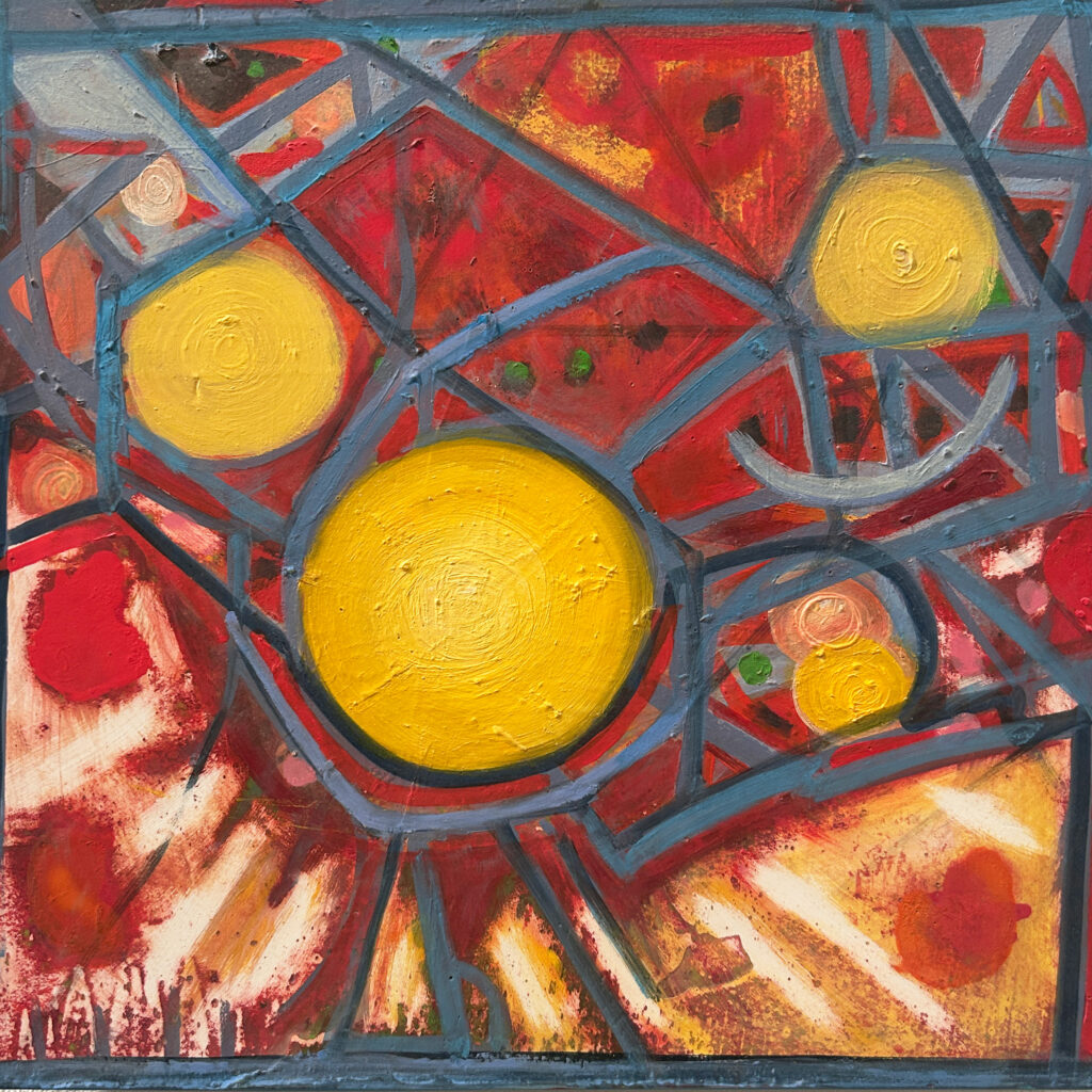 Katherine Bowling, Boink, 2024, Oil on spackle on wood panel, 12 x 12 inches
