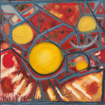 Katherine Bowling, Boink, 2024, Oil on spackle on wood panel, 12 x 12 inches