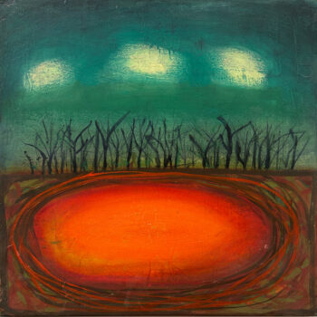 Katherine Bowling, Grounded, 2024, Oil on sparkle on wood panel, 12 x 12 inches